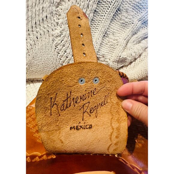 Mexican Leather Backpack Buckles Drawstring Tooled Designed Flaps Front Pocket - Picture 8 of 12